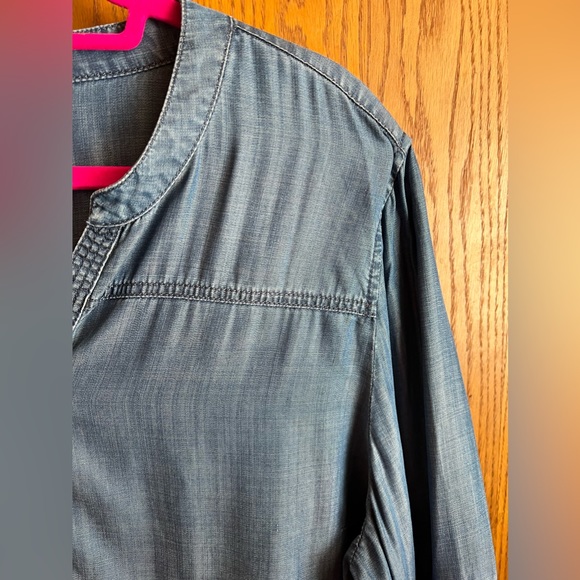 Chico’s Lyocell 4/XL Flare Bell Sleeve Top Women Chambray Bohemian Gypsy Casual - Picture 5 of 9